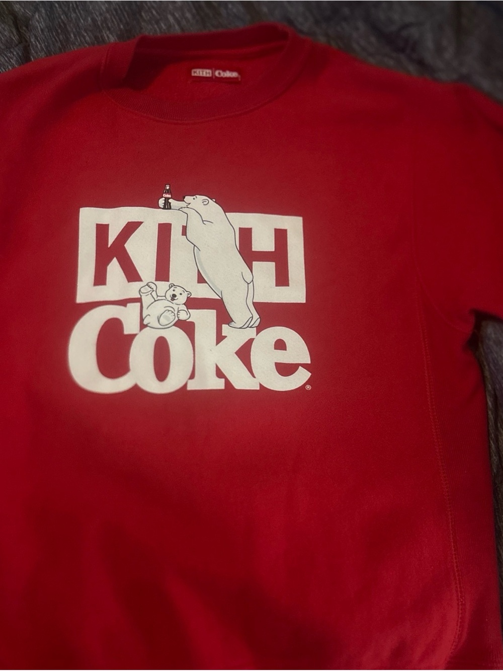Coca Cola Red Kids Sweatshirt with White Kith & Coke Polar Bear Graphic